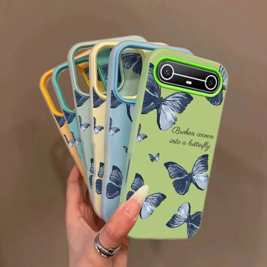 携帯電話ケース -  SPARK Slim/Spark 10/POVA 7 Ultra/Spark 40に適した携帯電話ケース、TPU+PP作る2-in-1マカロンカラーのゼリーのような筋肉のタッチりのケース、豪華でスタイリッシュな軽量保護カバー、かわいいQINGい蝶。 - オフホワイト - チェックする 1