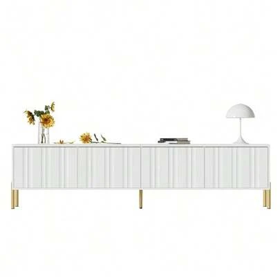TV Cabinet, 190 Cm Long X 38 Cm Wide X 48 Cm High, Gold Table Legs, Grooved Door Design