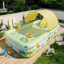 1pc Large Durable PVC Foldable Inflatable Swimming Pool - Universal Size, Foldable & Portable, Outdoor Recreation, No Electricity Needed, Foldable & Storable, Suitable For Beach, Camping, Backyard, Family Outdoor Swimming Pool, Giant Inflatable Pool/Home Inflatable Pool/Backyard Inflatable Pool, Backyard, Family Water Party, Summer Fun, Home Yard, Summer Party, Parent-Child Interaction, Inflatable Bathtub, Soaking Tub, Foldable Bathtub - A - View 3