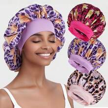 New Lily Leopard Print Series Sedin Nightcap Shower Cap High-End Hair Care Cap Chemotherapy Hair Care - 黃豹紋百合 - 查看 2