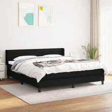 vidaXL Boxspringbett Mit Matratze Schwarz 180x200 Cm Stoff - Black - View 1