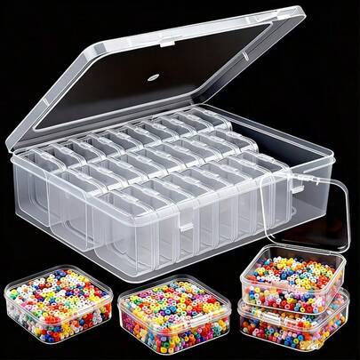 1pc 45 Grids Large Capacity Clear Plastic Bead Storage Organizer Box, Removable Small Compartment Containers With Lids, Multipurpose Transparent Craft Supply Case For Jewelry, Beads, Nail Art, DIY Accessories, Small Parts, Sewing Supplies, Fishing Tackle, Dust-Proof & Stackable, Home Office Organization, Portable Bead Holder For Art Crafts, Embroidery, Diamond Painting
