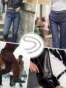1pc Fashion Multi-Layer Chain Pants Chain, Hip Hop Metal Waist Chain, Versatile Personalized Jeans Chain, Suitable For Daily Wear - Silver - View 5