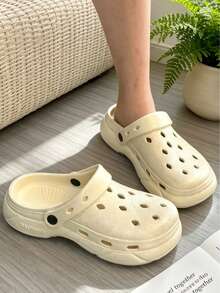 夏季新款厚底透气凉鞋，EVA材质柔软轻便【健身必备】男女通用镂空鞋，速干运动拖鞋，游泳鞋，两用 - 白色 - 查看 3