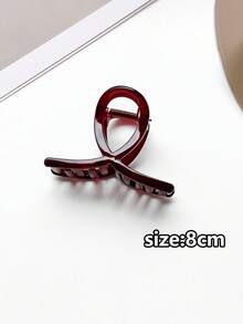 1pc Red Trapezoid Claw Hair Clip, Cherry Red Claw Hair Accessory - Multicolor - View 6