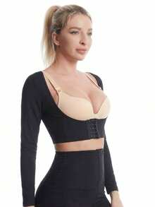 Women's Long Sleeve Adjustable Bust Support Shaping Bodysuit, Seamless Elastic Soft Arm Shaping Bodysuit, 2026 Spring Slim Shapewear, Posture Correction And Arm Compression, All-Season Outerwear, Comfortable For Daily Commute, Office, Party And Casual Wear, Fast Shipping - Coffee Brown - View 8