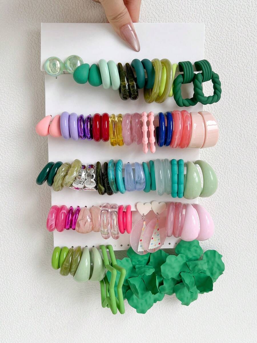 1-10 Pairs Random Flower, Round Bead, Letter, Vintage Coin, Geometric, Exaggerated Fashion Earrings Set, Blind Box Combination, Suitable For Women, Graduation, Birthday, Party, Ramadan, Mother's Day, Valentine's Day, Christmas, New Year, Daily Wear - Multicolor - View 1