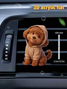Clip ambientador de coche con diseño de perro de peluche lindo, múltiples diseños: bebiendo té con leche / estirándose / mordiendo muñeca, decoración de ventilación de coche de acrílico 2D, incluye almohadillas con fragancia, eliminación de olores + fragancia aleatoria, divertido y duradero, accesorio perfecto para el interior del coche y regalo - Múltiples estilos - Ver 9