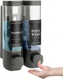300ml Black Wall-Mounted Soap Dispenser - Reusable For Filling Shampoo And Conditioner Bottles, Suitable For Bathrooms, Kitchens, Hotels And Homes - Manual Liquid Body Wash And Hand Sanitizer Container - Black - View 10