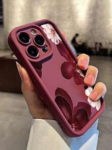 1 chiếc ốp lưng điện thoại TPU chống sốc, họa tiết hoa ly màu đỏ tía, hiệu ứng chuyển màu, bao phủ toàn bộ điện thoại, tương thích với iPhone 11 12 13 14 15 16 17 Pro Max/Plus 7/8/Air, vỏ bảo vệ. - Nhiều màu - Xem 2