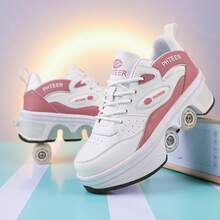 Giày Heelies nam có nút bấm rút gọn, tiện lợi mang theo, đi bộ hoặc trượt nhanh, giày thể thao có bánh xe nam, Heelies nam, unisex dùng được cả bốn mùa - Màu Đỏ Sâu - Xem 8