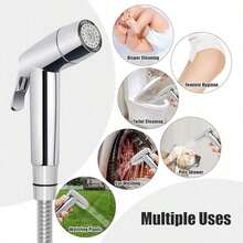 Anti-Rust High Pressure Handheld Shower Set - Bathroom Cleaning Gun, Includes 59-Inch Flexible Hose And Wall Mount Bracket, Self-Cleaning Nozzle For Toilet/Shower/Pet Cleaning, Handheld Toilet Sprayer, Toilet Faucet, Diaper Cleaning Sprayer, High-Pressure Shower Head, Ideal For Women's Hygiene Cleaning, Bathroom Cleaning System, Modern Shower Head, Durable Plastic Hose. - Set - View 2