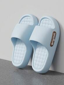 Women's Summer New Letter EVA Soft Bottom Slippers, Massage Insole Breathable Pillow Flip Flops - Baby Blue - View 12