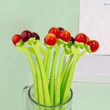 3支装中性笔可爱创意樱桃硅胶摇摇笔学生签名笔黑色可爱樱桃速干笔办公书写用品文具，卡通动物黑色笔学生刷笔按压式0.38学生文具笔中性笔外观精美，按压式卡通签名笔外观精美速干笔学生创意写作初中生创意礼物文具 - 套裝 - 查看 8