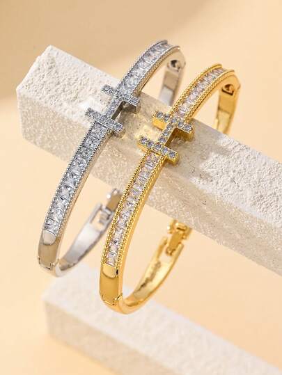 2 Stücke minimalistische elegante 18K vergoldete Gold- und Silber-Armreifen, geeignet für jeden Anlass