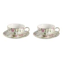LECHENG HOUSEHOLD 1 pieza Juego de taza de café y platillo de cerámica de 200ml/7oz, taza de té y plato con patrón floral, taza de café y platillo de cerámica, desayuno, té de la tarde, té de la tarde, hogar, jardín, bebida para todas las estaciones, regalo para ella, regalo de Navidad, mejor regalo - Multicolor - Ver 13