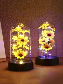 1pc Simulated Sunflower Decorative Light, Sunflower Shaped Night Light, Artificial Flower Desktop Bedside Decorative Light, Birthday, Holiday Gift - Sunflower - View 6