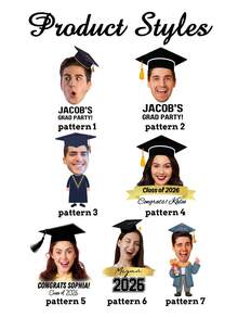 Custom Photo Temporary Tattoo Stickers Personalized Graduation Portrait Design, Celebration Style Body Decor For Graduation Party Ceremony, Customized Name Date Tattoo Decal Keepsake Gift, Customizable Favor For Friends Classmates Family Graduation Season - Multicolor - View 3