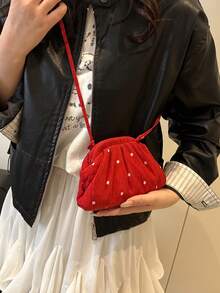 Túi đeo chéo mini hình đám mây dành cho nữ, túi đeo vai nhỏ thời trang Hàn Quốc, túi đựng son môi. - Đỏ - Xem 3