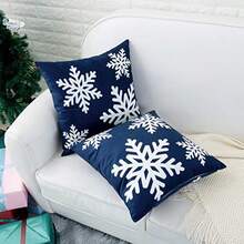 HWY 50 fundas de almohada decorativas de 16 x 16 pulgadas para sofá sala de estar cama fundas cojín cuadradas suaves con estampado Navidad paquete de 2 - Azul - Ver 6