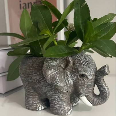 Charming Elephant-Shaped Resin Planter - Contemporary Home Decor Succulent Pot, Perfect For Indoor & Outdoor Garden, Ideal For Housewarming Gifts