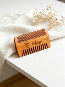 Custom Engraved Wooden Beard Comb, Personalized Name Beard Comb, Unique Name Comb With Beard Icon, Father's Day Gift, Unique Gift For Husband, Boyfriend, Groom And Beard Enthusiasts - Brown - View 8