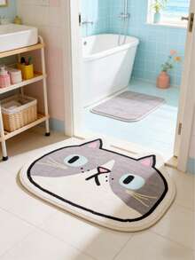 1pc Cute Cat Head Shaped Decorative Carpet, Bedroom Decor, Small Rug, Carpet, Home Decor, Living Room Carpet, Living Room Small Rug, Bedroom Carpet, Living Room Home Decor, Outdoor Carpet, Washable Carpet - Multicolor - View 2