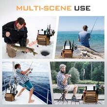Boomistry Organizador de cubeta de pesca para accesorios de cubeta de 5 galones bolsa de aparejos de pesca con hebilla ajustable bolsa para caña de pescar con 15 bolsillos múltiples para equipo de - caqui - Ver 7
