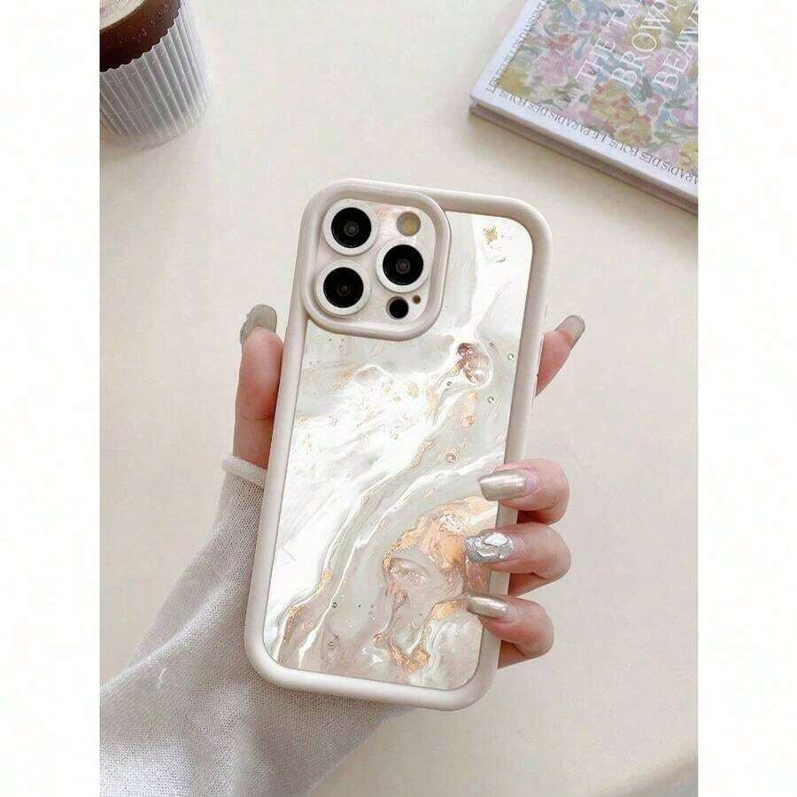 iPhone16/16plus/16Pro/16Promax/11-15 Pro Max、 Galaxy S25/S25plus/S25ultra/S24/S23/S22/A55/A15を使うホワイトマーブルパターンカメラ保護耐衝撃性スマホケース1個 - ホワイト - チェックする 1