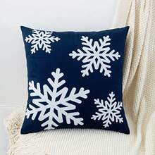 HWY 50 fundas de almohada decorativas de 16 x 16 pulgadas para sofá sala de estar cama fundas cojín cuadradas suaves con estampado Navidad paquete de 2 - Azul - Ver 5