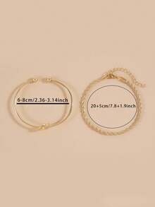 2 piezas/set Pulsera con diseño de nudo - Amarillo Oro - Ver 4