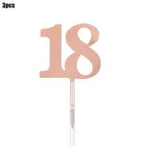1pc/3pcs Minimalist Gold Acrylic Number 18 21 30 40 50 60 Anniversary Birthday Party Cake Topper - Multicolor - View 27