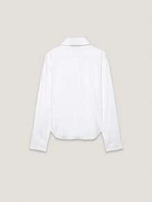Women's French Style Tie Collar Blouse, Spring/Summer - White - View 2