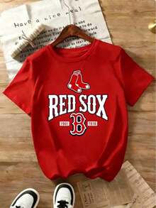 Graphic Tees2026 Summer Tops For Women,Free Shipping,Women's New Casual Sports T-Shirt Red Sox Baseball T Shirt 1901 1918 Boston Team Logo Cotton Short Sleeve Men Women Unisex Casual Top Sport WearSuitable For Baseball, Ice Hockey, Rugby, Sports Eventsholiday Partiesoutingssports And Other Holiday GiftsSt Pattys Day Outfit,Easter Outfit Women,Summer Outfits,Vacation Outfits Women,Summer Outfits For Women,Spring Outfits For Women,Summer Tops,St Pattys Day Outfit,Easter Outfit WomenCottnoWomen's Summer Clothing: Retro-Style Printed T-Shirt, Unisex, Perfect For Holidays, Parties, And Gifts - 紅色 - 查看 2