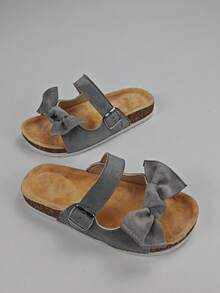 roulvxiang Bow Rhinestone Glitter Platform Sandals - Non-Slip Summer Beach Women's Fashion Thick-Soled Indoor/Outdoor Comfortable Slippers - Grey - View 4