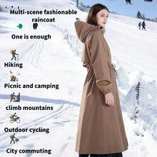 韩版女式雨衣，成人防水防风长袖骑行雨披，甜美女孩款 - 女款雨衣 - 查看 1