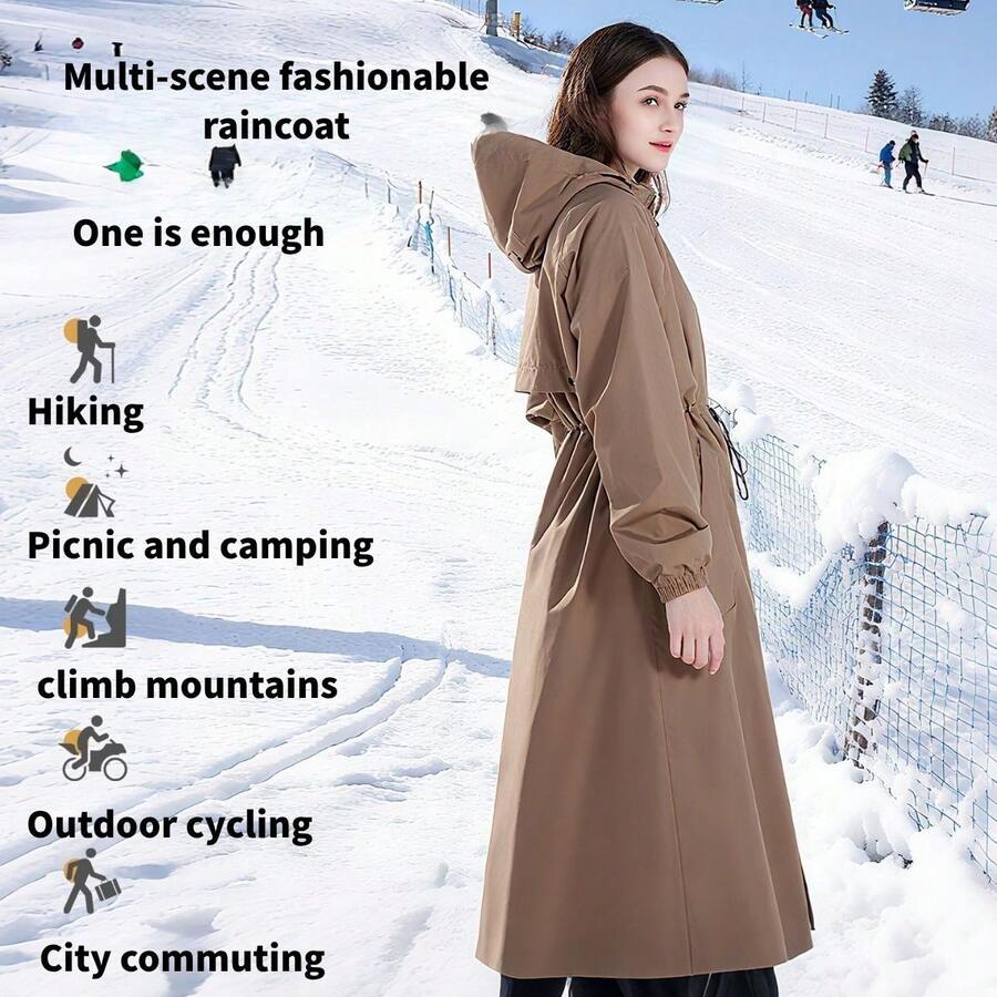 韩版女式雨衣，成人防水防风长袖骑行雨披，甜美女孩款 - 女款雨衣 - 查看 1