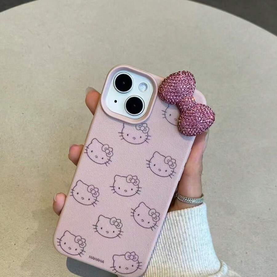 Ốp lưng điện thoại hình mèo con thắt nơ hoạt hình Sanrio cho iPhone 16 Pro Max, màu hồng siêu dễ thương, phù hợp với các mẫu 17/15 Pro Max, 14, 13 inch mới, bảo vệ toàn diện. - Hồng - Xem 1