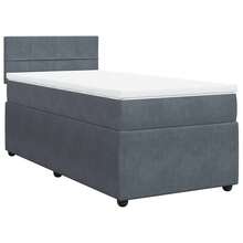 vidaXL Boxspringbett Mit Matratze Dunkelgrau 90x190 Cm Samt - Grey - View 2