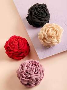 1个布艺3D玫瑰花发夹，玫瑰花造型发饰，适合日常佩戴和优雅的户外场合。 - 彩色 - 查看 12