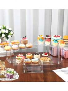 Acrylic Cake Stand High-End Dessert Tea Break Transparent Display Stand Flower Box Cosmetic Storage Tray Display Rack - Clear - View 1