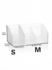 1pc Transparent Vertical Striped Cosmetic Storage Box, Desktop Skincare & Makeup Organizer For Lipstick, Powder Puff, Suitable For Cosmetics, Skincare Products, Home & Dorm Use - Translucent - View 9