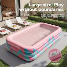 Piscine ronde pliable et gonflable portable - Tailles multiples pour usage familial, convient pour le jardin, les vacances et les fêtes, sans électricité requise, peut accueillir 1 à 3 personnes, design de couleurs vives - B - Voir 9