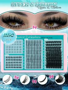150D Racimos de pestañas 4 en 1, rango de longitud de 10-19 mm, adecuado para pestañas inferiores, reutilizable, 250 racimos de pestañas, volumen, extensión de pestañas puntiagudas, similar al visón, pestañas rayadas densas - Ver 7