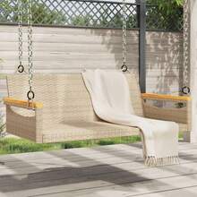 vidaXL Hängebank Beige 109x62x40 Cm Poly Rattan - A - Visualizzare 1