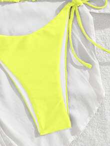 Women's New Solid Color Metal Eyelet Halter Neck Bikini Set Vacation Beach Summer - Yinghuang - View 5