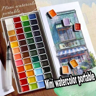 24/36/48 Color Solid Watercolor, Sketching, Writing, Coloring Watercolor - Solid Color Painting For Beginners, Portable For Adults