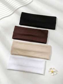 1/4pcs Set Simple Solid Color Sports Headband, Casual Versatile Hair Accessories For Women In Autumn/Winter, Elegant Scarf Headwrap Soft Headband Summer Outfits,Festival,Party - Multicolor - View 2