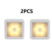 1pc Square Motion Sensor Night Light, LED Auto Sensor Wall Lamp, Battery Powered, Home Decor For Bedroom, Room, Corridor, Staircase, Bedside Cabinet, Wardrobe, Sensor Night Light, Staircase And Bathroom Sensor Light - Square - View 17