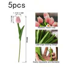 5/10 Stems Pale Pink Tulip Artificial Flowers, Suitable For Mother's Day Gift, Wedding Decor, Home Design, Bedroom, Living Room, Birthday Party, Valentine's Day Decoration - Multicolor - View 19